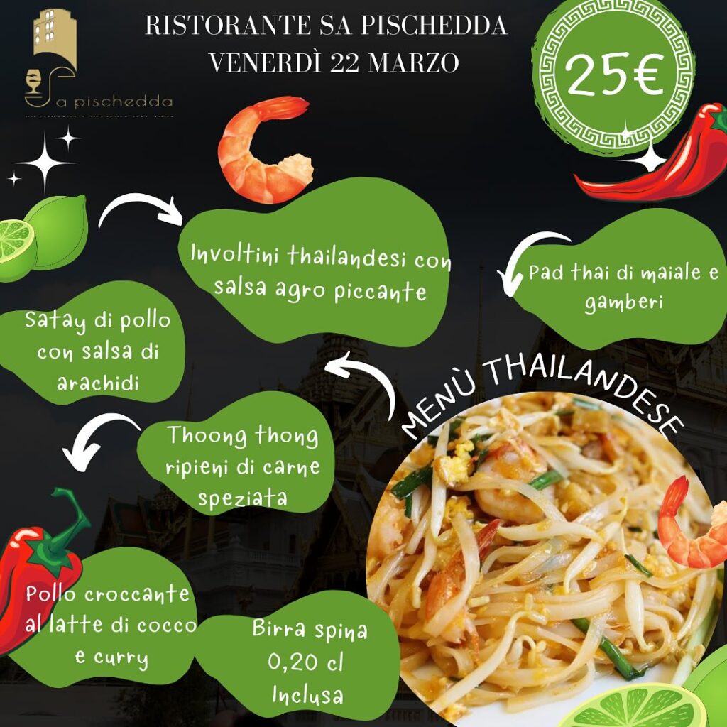 VENERDI 22 MARZO 2024 – Menu Thailandese